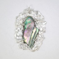 Fused silver and paua shell pendant